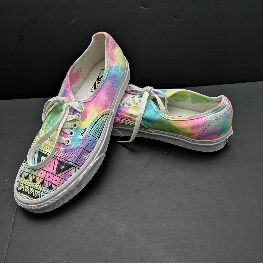 Vans Men's 8.5 or Ladies Size 10 Watercolor Unisex Hand Painted Canvas Sneakers